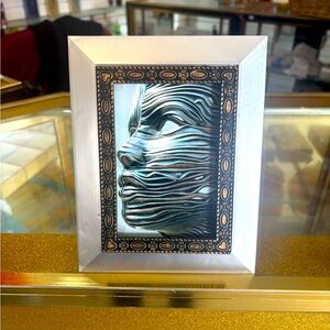 Silver and Black Framed Abstract Face Art 4X6”